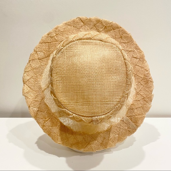 New vintage Daniele Meucci 100% Natural Straw unique checkerboard Woven Hat. - Picture 6 of 12